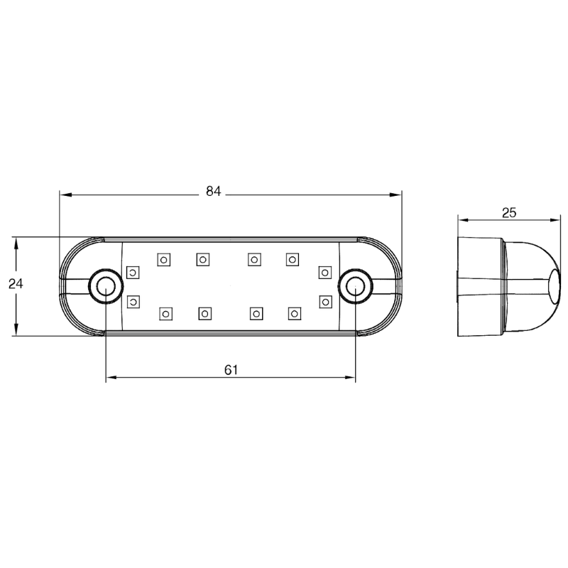 Lampa LED de pozitie, gabarit alb, galben si rosu Fumuriu, 12 x LED, 12/24V, 8.4 x 2.4cm, efect neon [4]
