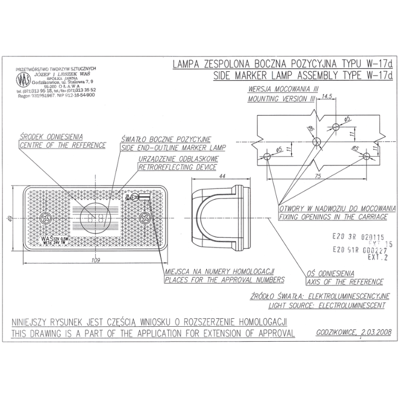 Lampa LED gabarit, 12/24V, 10.9cm, lumina portocalie, W17D [4]