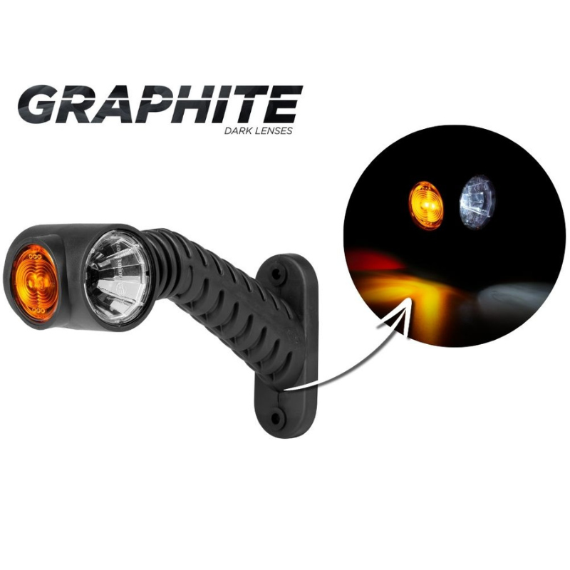 Lampa LED gabarit, brat lung, Graphite, 12/24V, pozitie alb/portocaliu/rosu, 17.5cm [2]