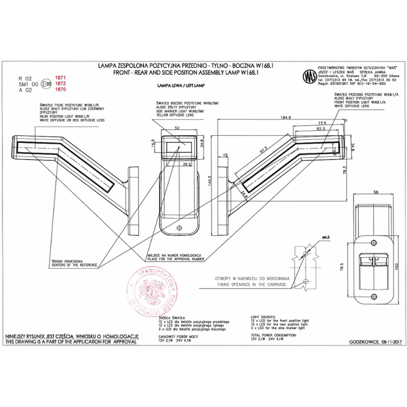 Lampa LED gabarit cu brat lung flexibil, ADR, efect neon, 12/24V, 18.49cm [8]