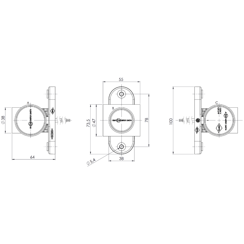 Lampa LED gabarit, Graphite, 12/24V, universala, suport scurt drept, 6.4 x 5.5 x 10cm [7]