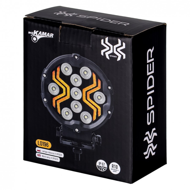 Lampa LED lucru X-SPIDER 3, L0196, 12/24V cu Banda LED Portocalie, IP67 [16]
