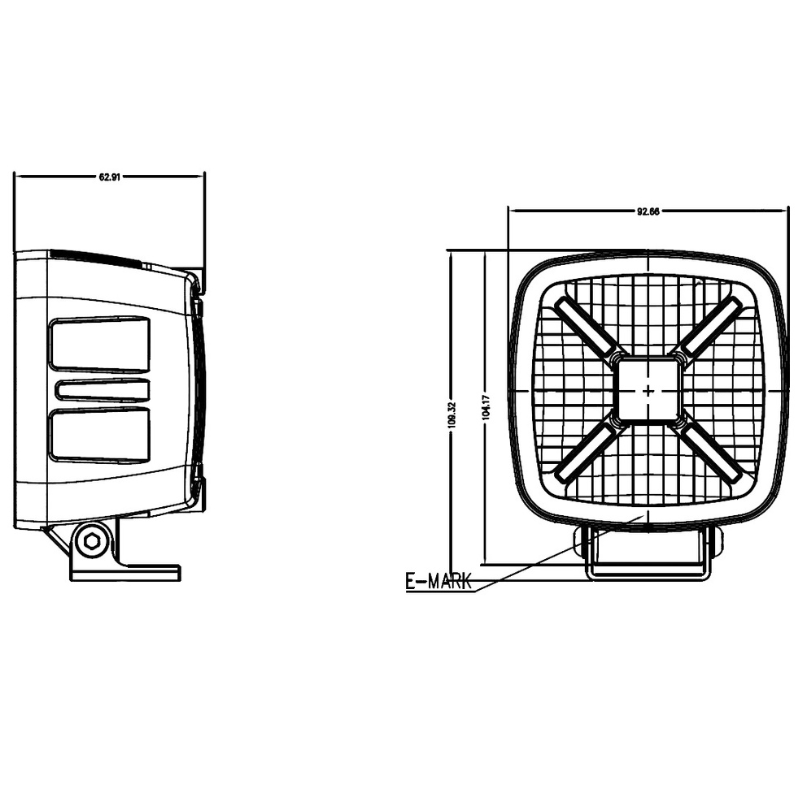 Lampa LED Patrata, Astra 60F Gen2 60W, 6000 Lumeni, Lumina Raspandita, Pozitie 3 Culori Alb Portocaliu Rosu, 10-32V, 9.3cm, Omologare R10 [13]