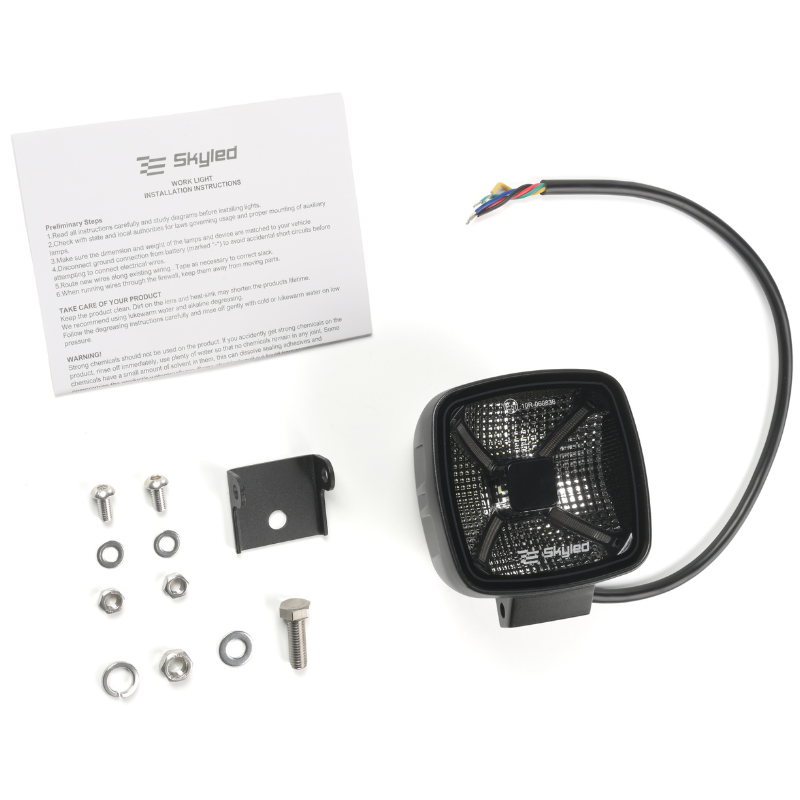 Lampa LED Patrata, Astra 60F Gen2 60W, 6000 Lumeni, Lumina Raspandita, Pozitie 3 Culori Alb Portocaliu Rosu, 10-32V, 9.3cm, Omologare R10 [12]