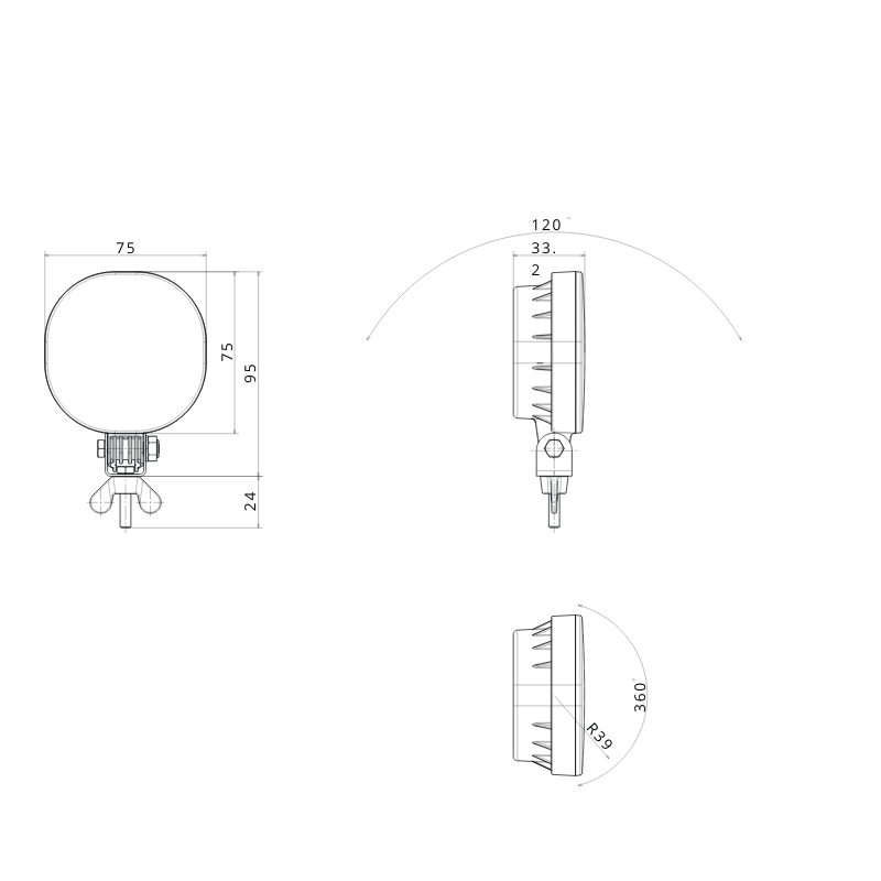Lampa LED pentru mers inapoi, marsarier, 12/24V, 7.5cm, cu cablu, suport articulat [3]