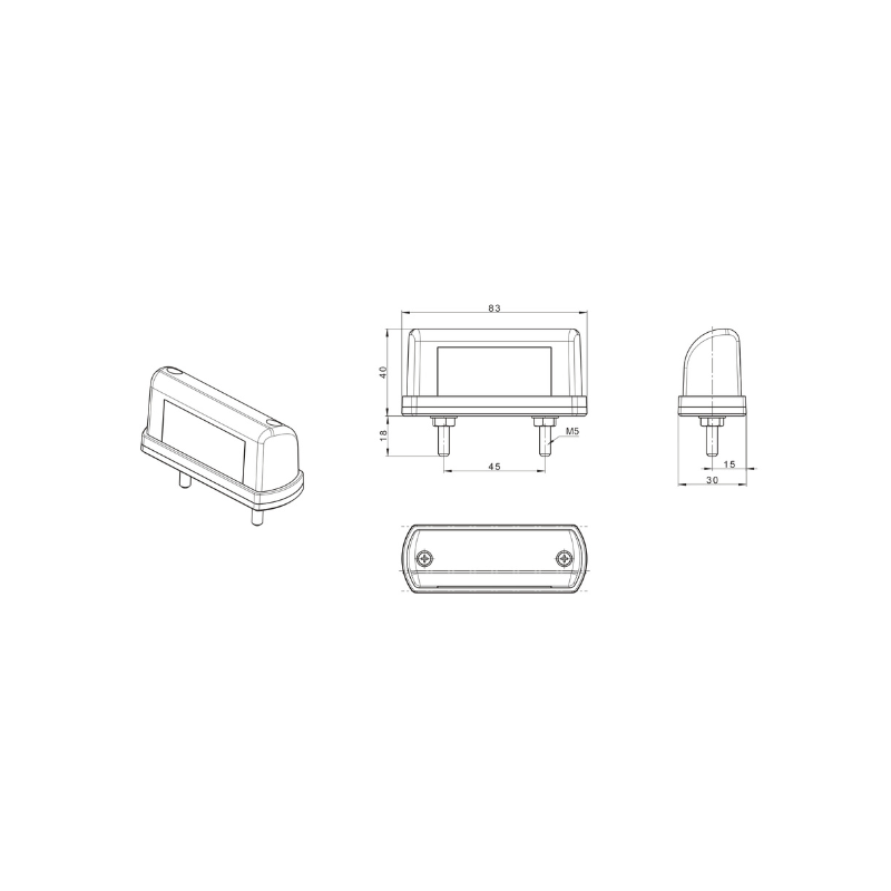 Lampa LED pentru numar inmatriculare, 8.3 x 4cm, 12/24V [3]