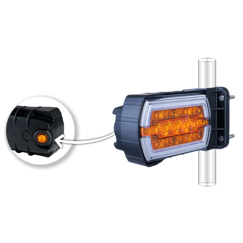 Lampa LED Semnalizare Fata, cu 2 functii, Montare pe Tub Ø2-3cm, Dimensiuni 18 x 8.2cm [1]