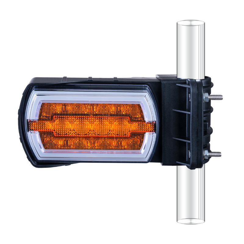 Lampa LED Semnalizare Fata, cu 2 functii, Montare pe Tub Ø2-3cm, Dimensiuni 18 x 8.2cm [8]