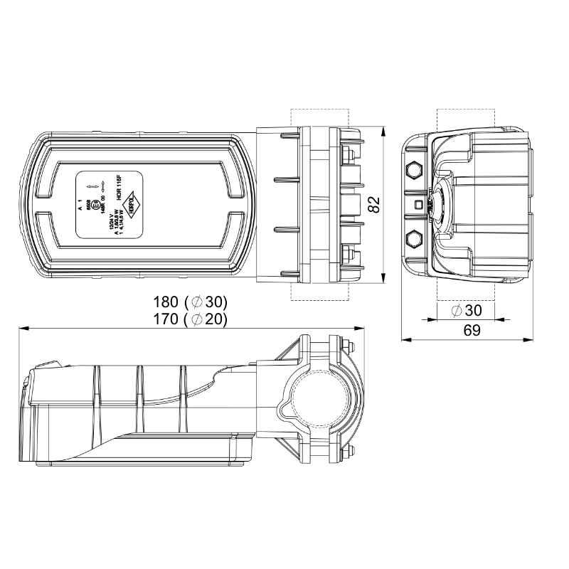 Lampa LED Semnalizare Fata, cu 2 functii, Montare pe Tub Ø2-3cm, Dimensiuni 18 x 8.2cm [2]