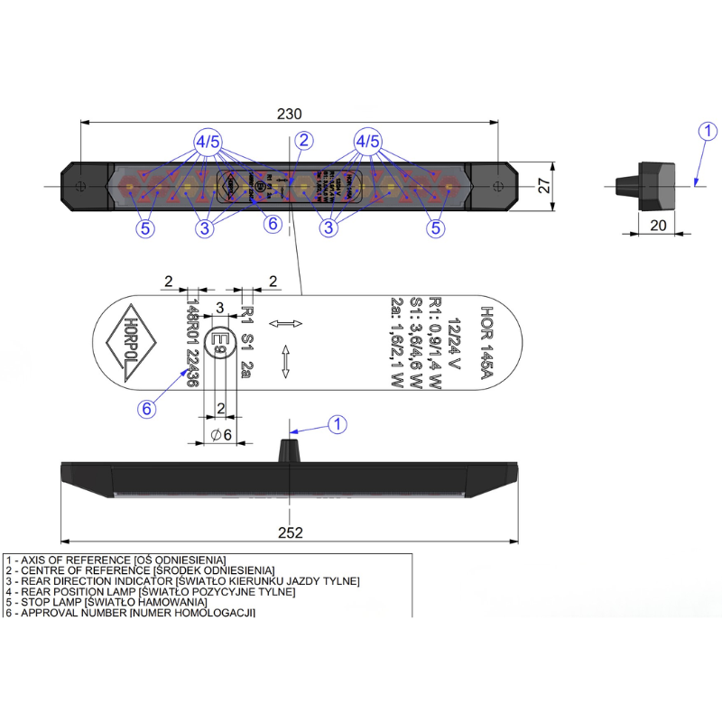 Lampa LED Spate Multifunctionala, 3 Functii, 12/24V, Semnalizare Statica, IP68 [10]