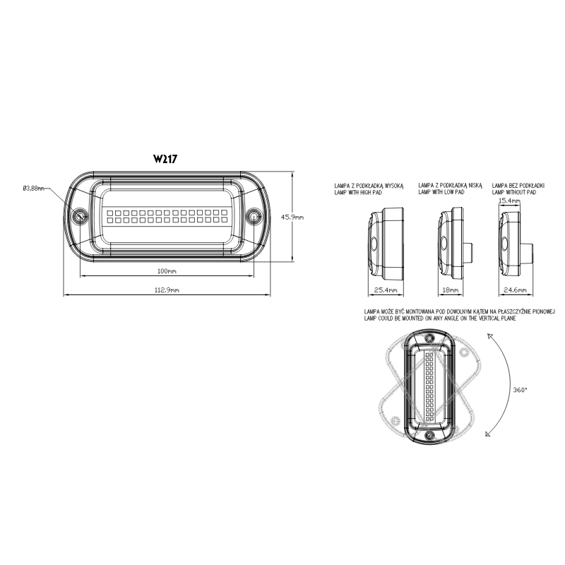 Lampa LED de avertizare stroboscop cu lumina portocalie, 11.29 x 4.59cm, ADR [2]