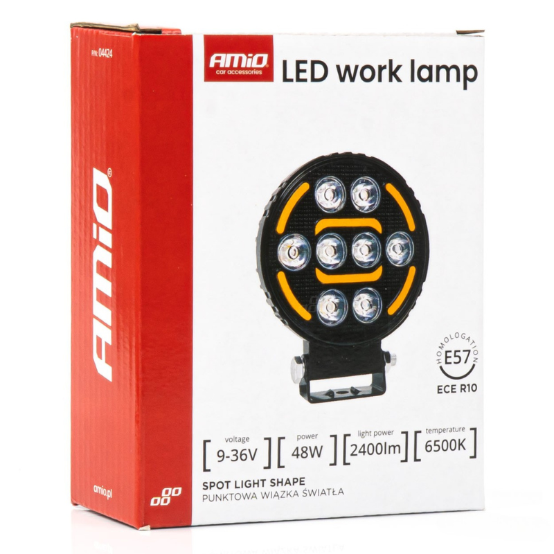 Lampa lucru LED, 48W, 2400 lumeni, lumina alba, galbena, 10-36V, omologata, vehicule si utilaje [8]