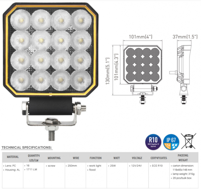 Lampa marsarier, proiector, 12/24V, 25W [4]