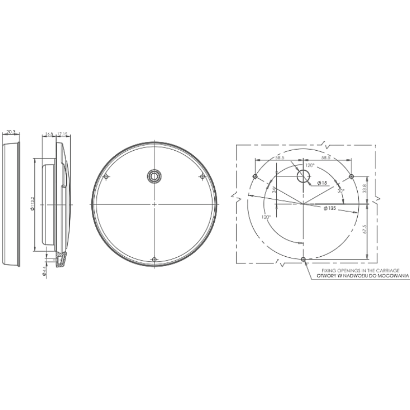Lampa Multifunctionala Rotunda Auto, Tripla, 12/24V, 15.2cm, Marsarier și Ceata [5]