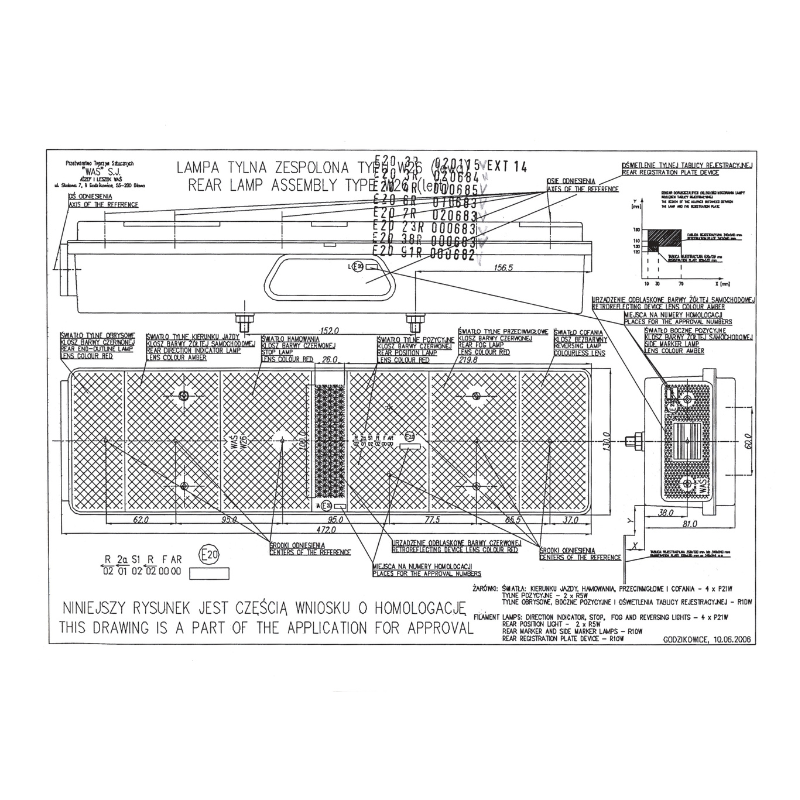 Lampa multifunctionala spate, tripla cu 8 functii, 1224V, 47.2 x 13cm, cu pozitie laterala - WAS 153 [7]