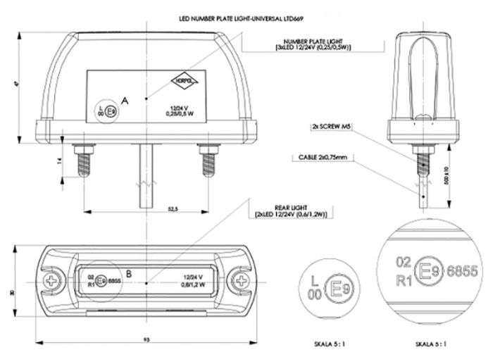 Lampa numar LED, cu pozitie, LTD669 - Truck LED L1209-1 [3]