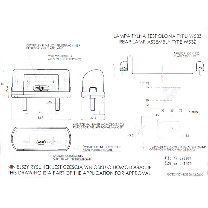 Lampa pentru numar inmatriculare si pozițtie, alb cu rosu, 10.1 x 5.96cm, 12/24V [3]