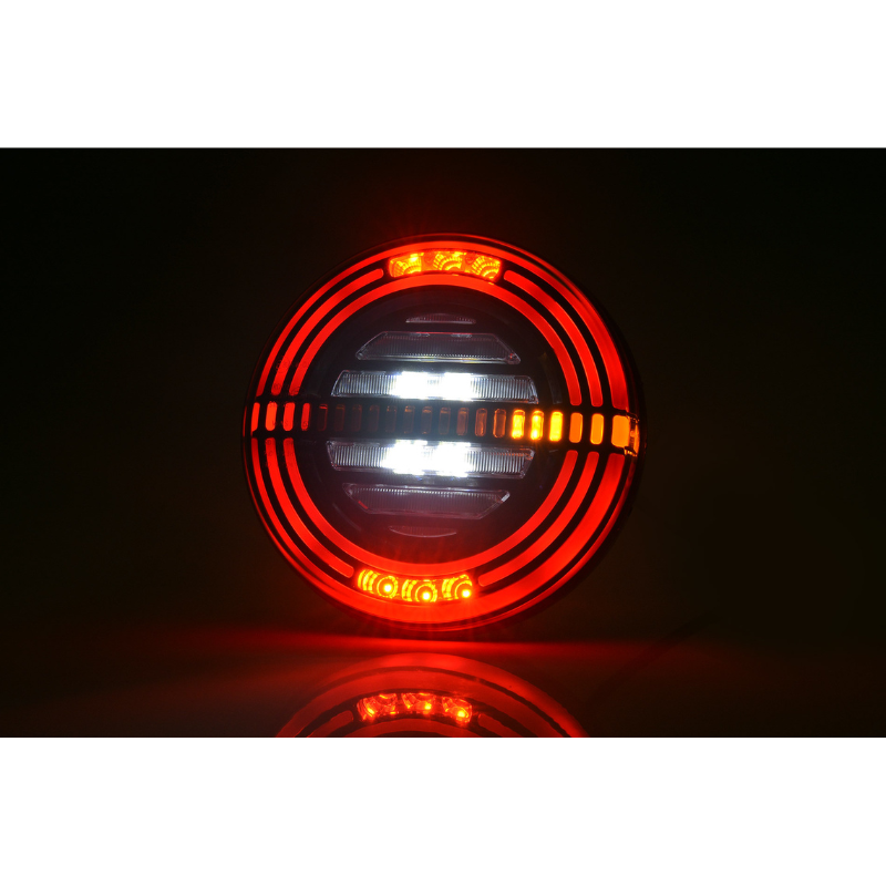 Lampa rotunda LED spate, tripla cu 5 functii, neon, semnalizare dinamica, 12/24V, 14.20cm [3]