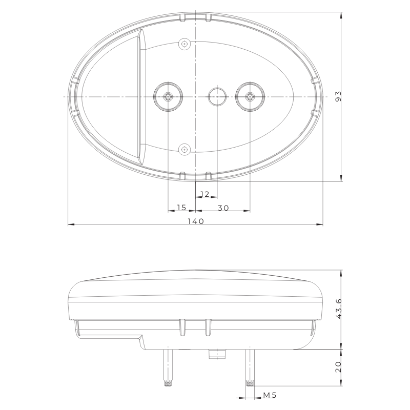Lampa Semnalizare Fata, cu 2 functii, 12/24V, 14 x 9.3cm, Cablu 1m [3]