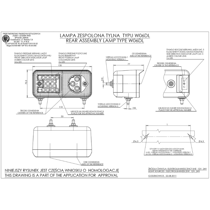 Lampa semnalizare fata cu LED, 1224V, 15 x 7.03cm, potrivita pentru utilaje, tractoare - WAS 489 [5]