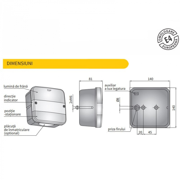 Lampa semnalizare spate, tripla cu 3 functii, 140 x 140mm - Wesem LT2.26600.01 [2]