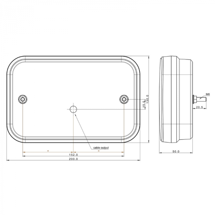 Lampa semnalizare, stop, tripla LED, 12V, cu triunghi, 20 x 13cm [4]