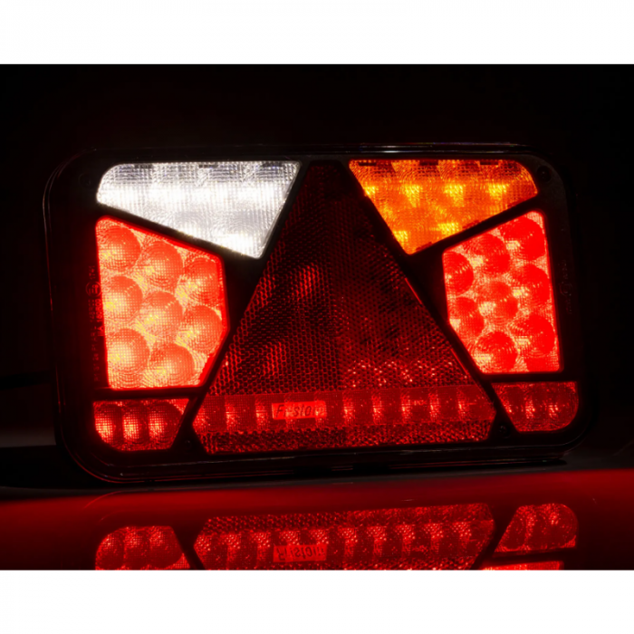 Lampa semnalizare, stop, tripla LED, cu triunghi, 24 x 14cm, 12/24V, 7 functii [2]