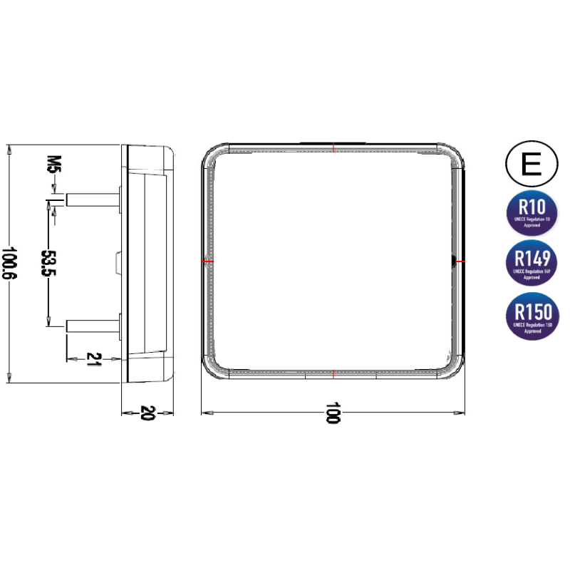 Lampa semnalizare, Tripla LED cu 4 functii, 10 x 10cm [4]
