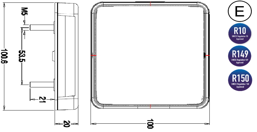 Lampa semnalizare, Tripla LED cu 4 functii, 10 x 10cm [8]
