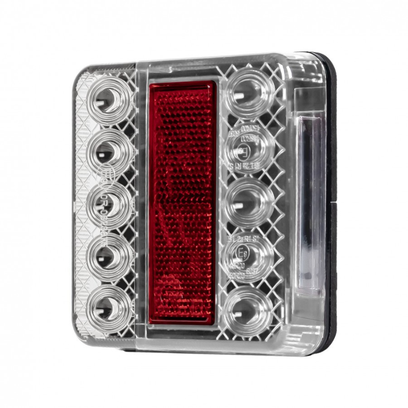 Lampa semnalizare, Tripla LED cu 5 functii, 10 x 10cm, 12V, Transparenta [3]