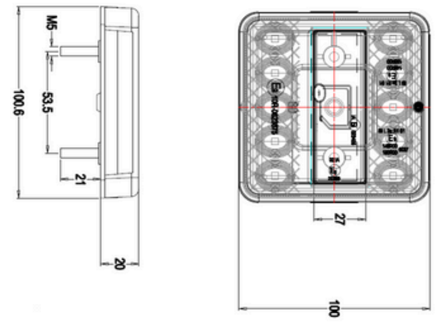 Lampa semnalizare, Tripla LED cu 5 functii, 10 x 10cm, 12V, Transparenta [8]