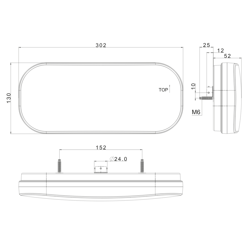 Lampa spate LED cu triunghi reflectorizant, semnalizare dinamica 6 functii, mufa 6 pini, 12-30V [5]