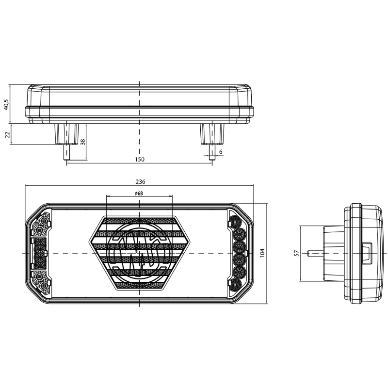 Lampa spate LED, Fara Lampa Numar, semnalizare dinamica, 3 functii, 12V-24V, 2491 DD L/P [6]