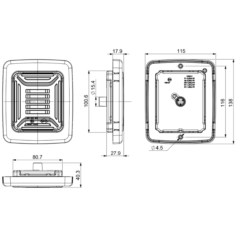Lampa spate multifunctionala LED, CUBE, 12/24V, pozitie neon, stop si semnalizare dinamica, 13.8 x 11.5 x 4cm [14]