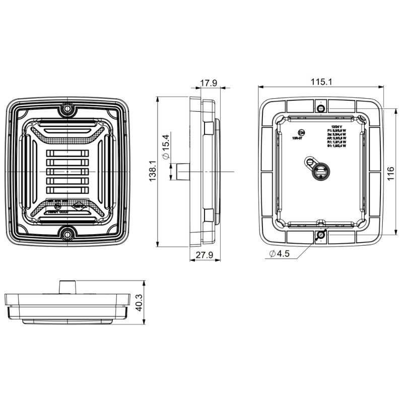 Lampa spate multifunctionala LED, CUBE, 12/24V, pozitie neon, stop si semnalizare dinamica, 13.8 x 11.5 x 4cm [16]