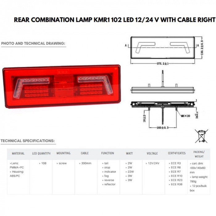 Lampa stop cu 6 functii, efect neon [8]
