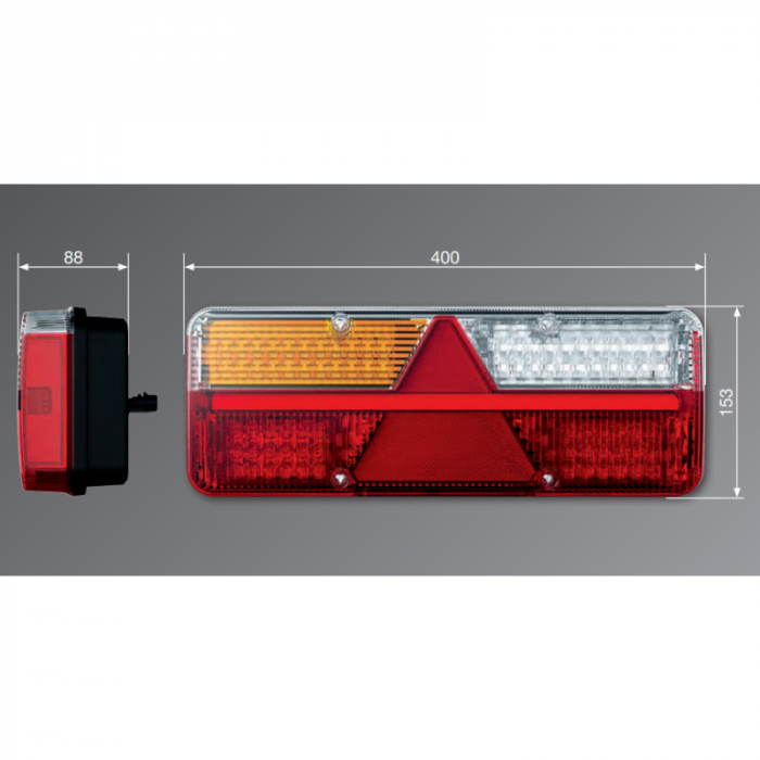 Lampa stop LED cu module, semnalizare secventiala, 40 x 15.3cm, 12/24V, cablu 2m, Hibrida [6]