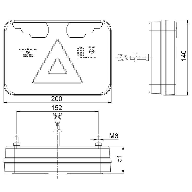 Lampa stop LED, triunghi, stanga/dreapta, multifunctionala, 12V, IP68 [12]