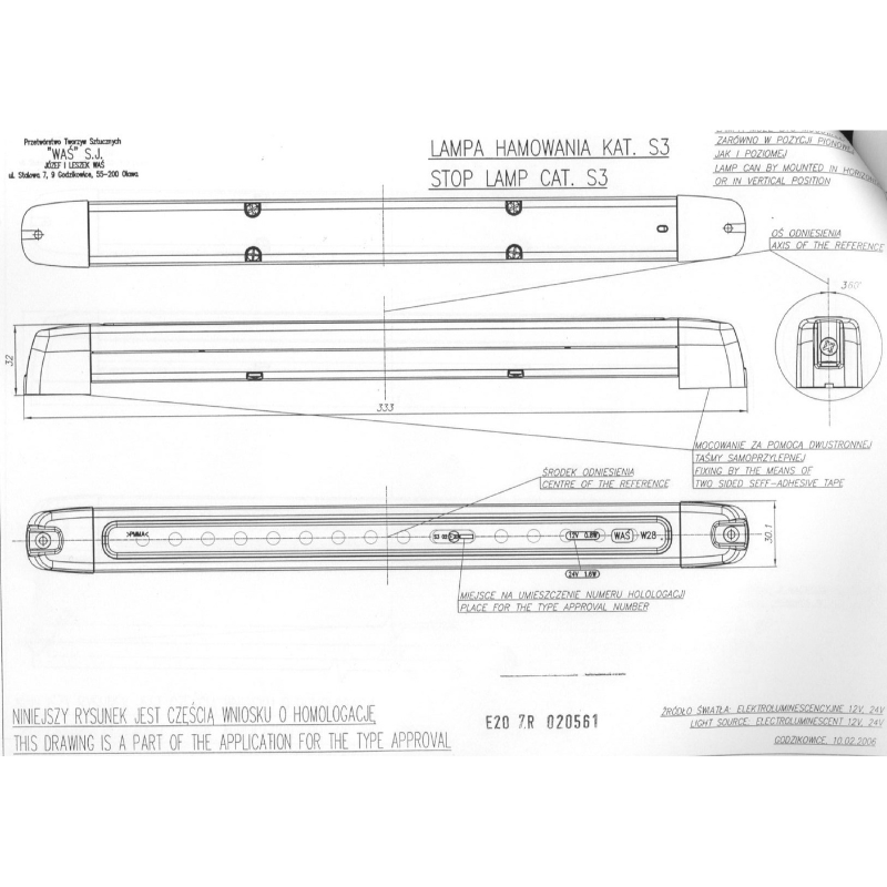 Lampa stop frana, 12V, 33.3cm - WAS L5330W [4]