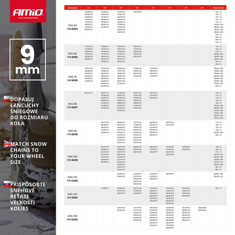 Lanturi antiderapante metalice, model KNS-130, zale 9mm, certificare EN 16662-1, set 2 bucati, compatibile R15, R16, R17, R18, R19, R20 [6]