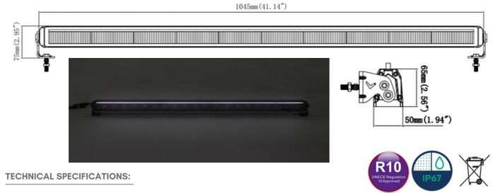 Led Bar cu pozitie, 1224V, 12690LM, 105cm, cu mufa DT - Truck LED LB0097 [4]