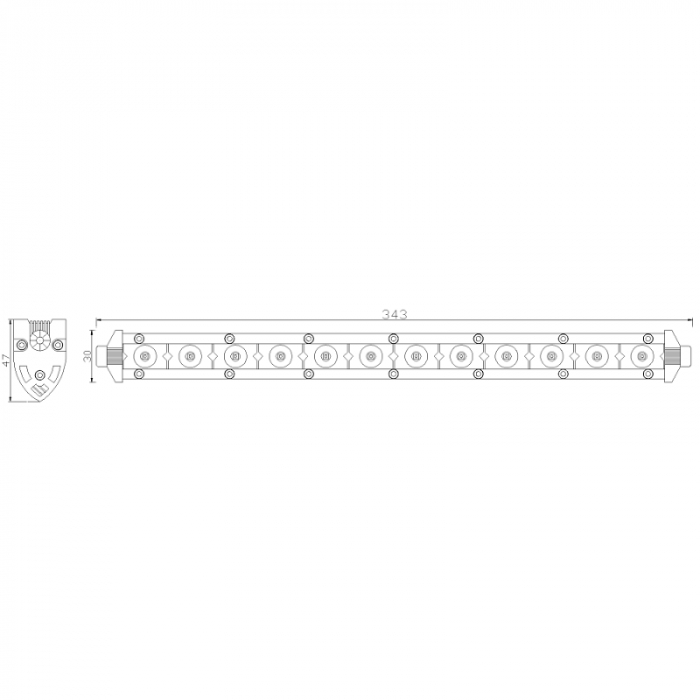 Led bar slim 12 x LED, 34.3cm, 1224V, 1200LM - Truck LED LB0102 [4]