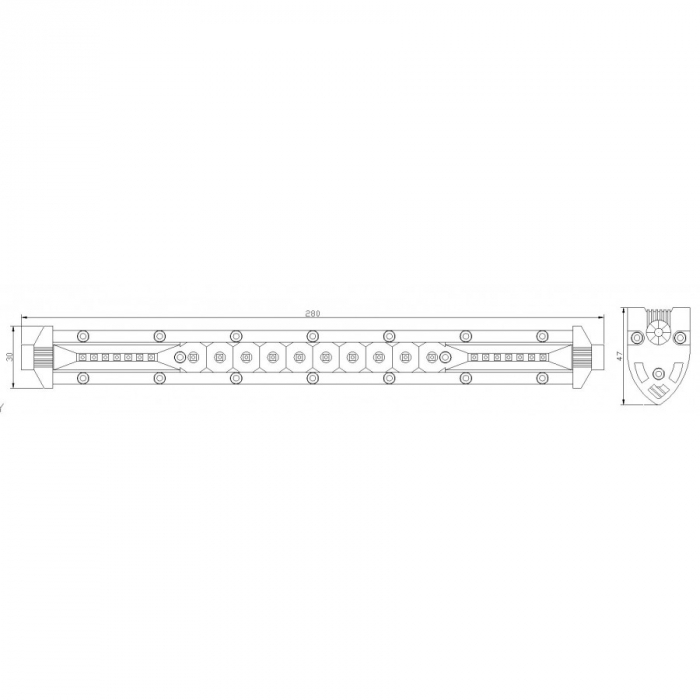 Led Bar Slim, 36w, 28cm - Truck LED LB0075 [2]