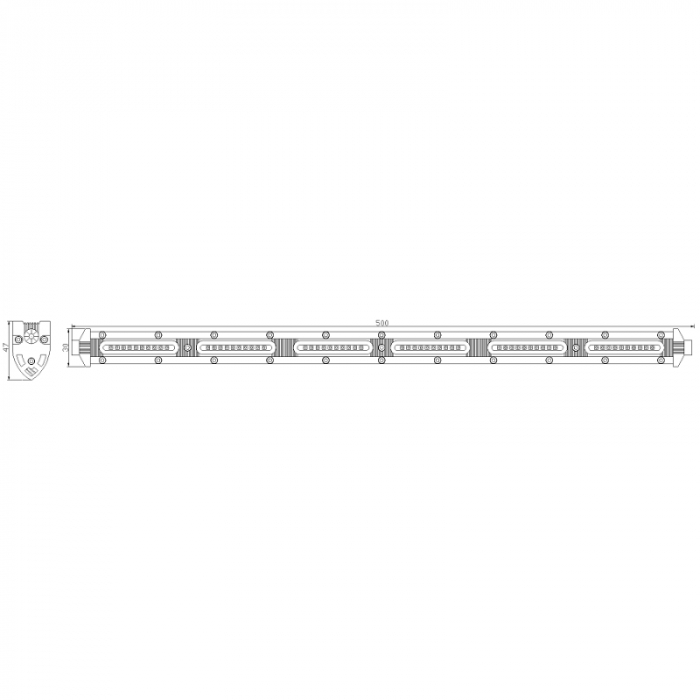 Led bar slim 60 x LED, 50cm, 1224V, 3300LM - Truck LED LB0121 [2]