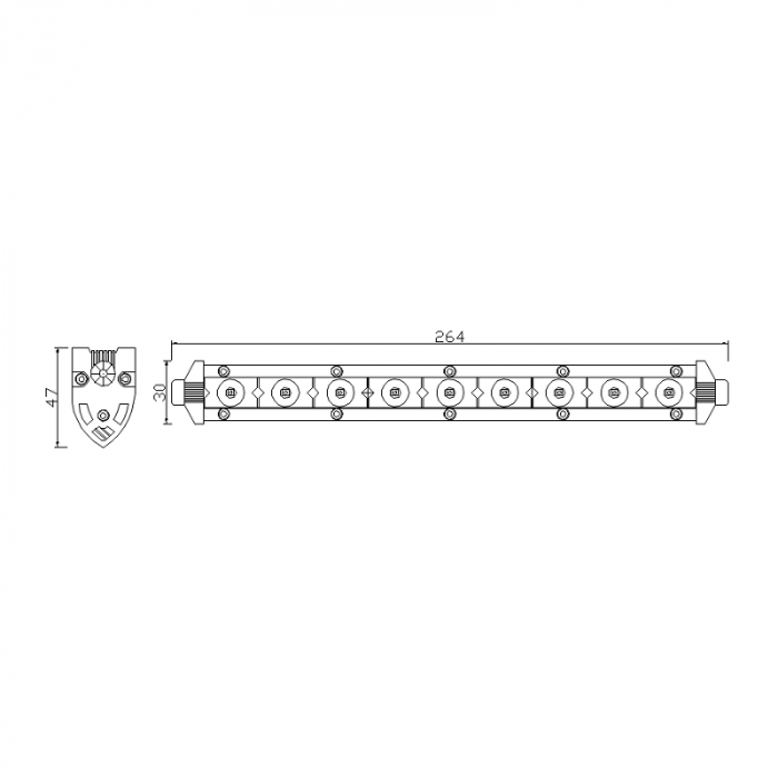 Led bar slim 9 x LED, 26.4cm, 1224V, 1200LM - Truck LED LB0101 [4]