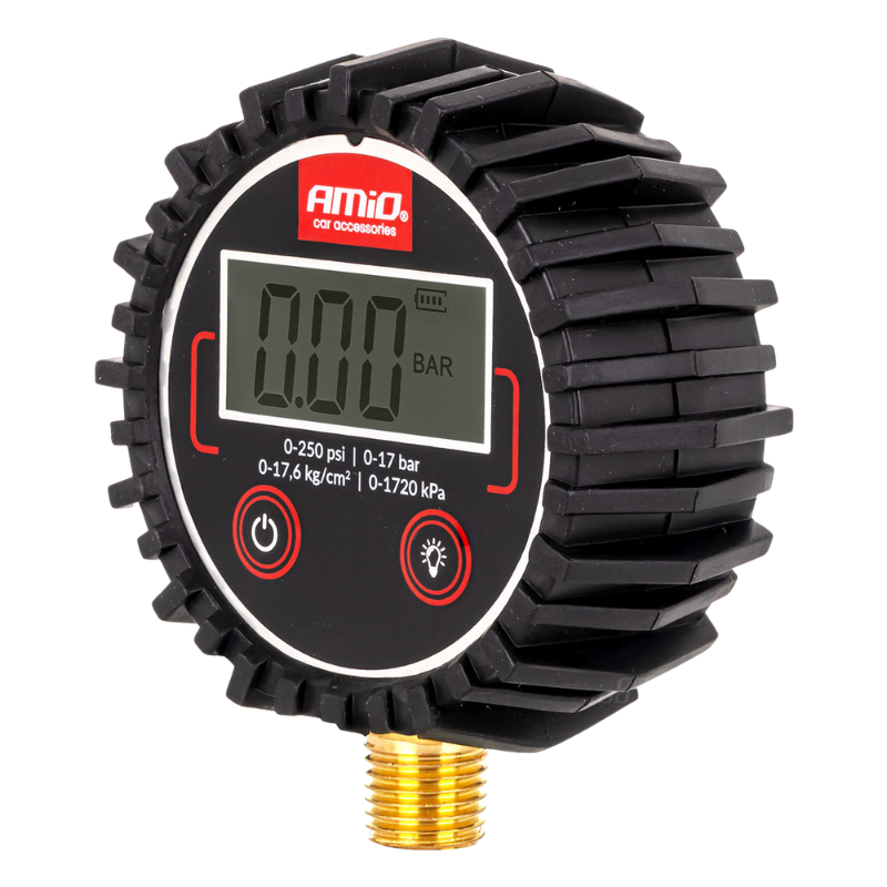 Manometru Digital Presiune Anvelope, 0-17 Bar 0-250 PSI, Carcasa Cauciuc Protectie, Citire Rapida, Display Digital Iluminat, Precizie [6]