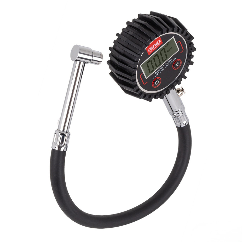 Manometru Digital Profesional, Presiune Roti 0-17 Bar 0-250 PSI, Furtun Flexibil 30 cm, Valva Eliberare Rapida, Display LCD Iluminat, Precizie Inalta [6]