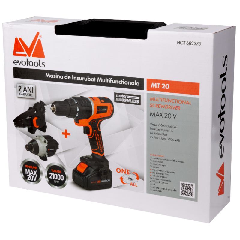 Masina de Insurubat Multifunctionala, 21000 rpm, Motor Brushless, 3 Capete, 2 Acumulatori MAX 20V [8]