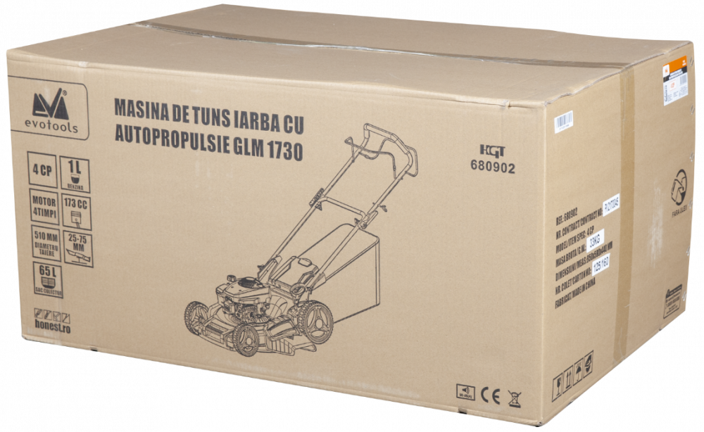 Masina de Tuns Iarba cu Autopropulsie, 173 CC, 4 CP, Latime Taiere 510 mm, Cos 65 L, Functie Mulcire [9]