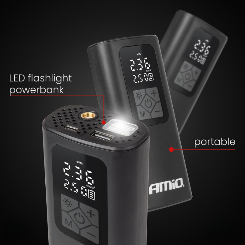 Pistol umflat roti cu acumulator 4000mAh, portabil, fara fir, 10 bari, display digital, USB-C [2]